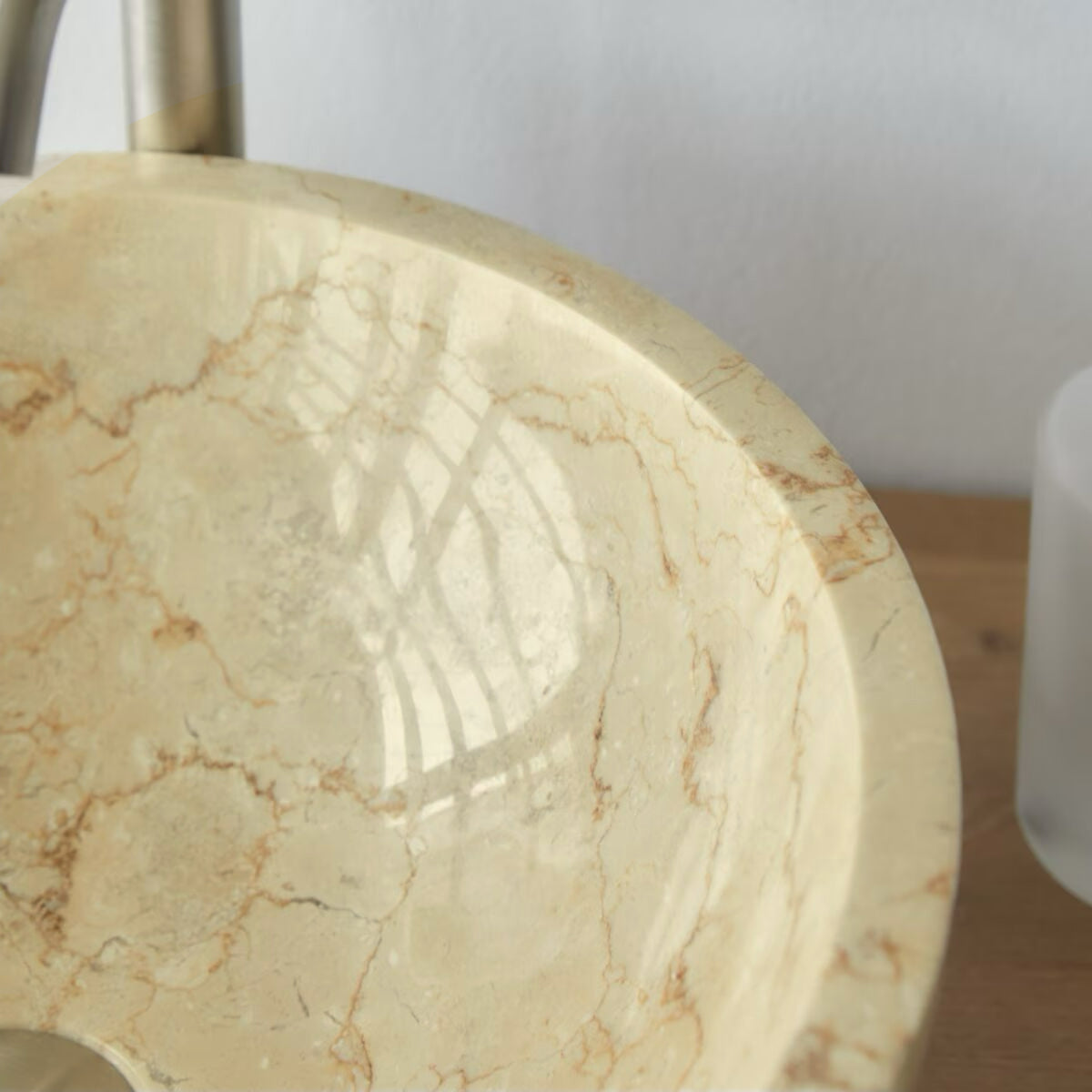 Esna Natural Round Marble Brown Basin - Oak Furniture Store