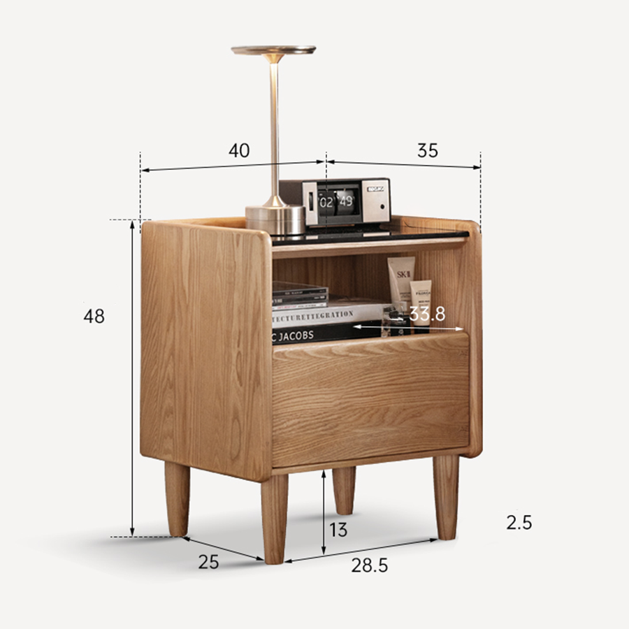 Felle Natural Solid Ash Bedside Table