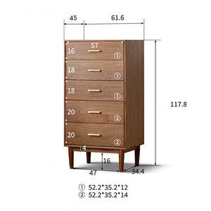 Fenton Solid Walnut Slim Chest of Drawers - Oak Furniture Store