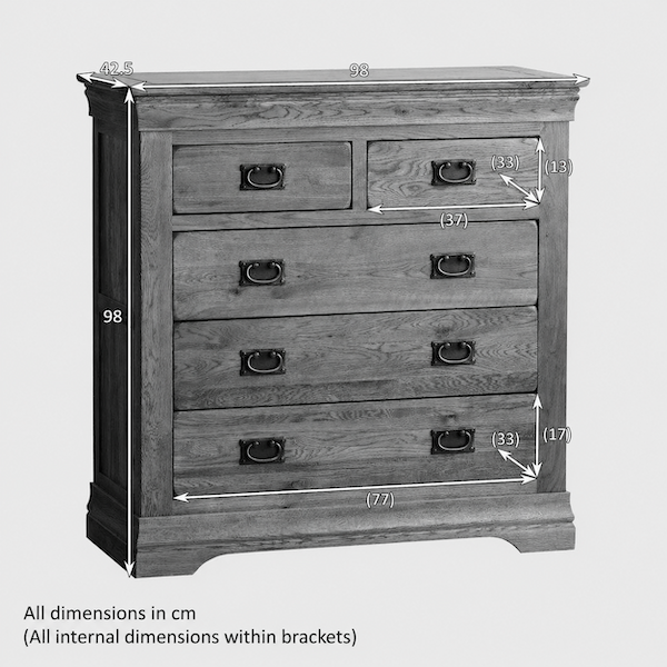 French Rustic Solid Oak 2+3 Chest Of Drawers