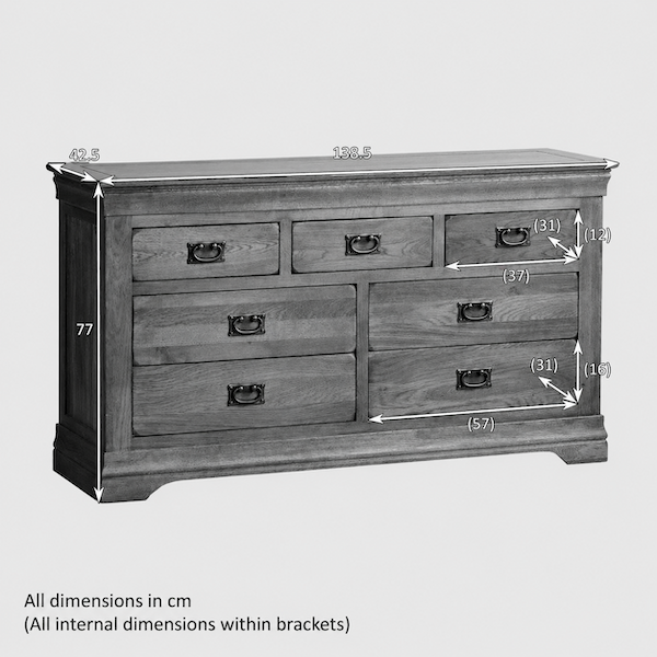 French Rustic Solid Oak 3+4 Chest Of Drawers