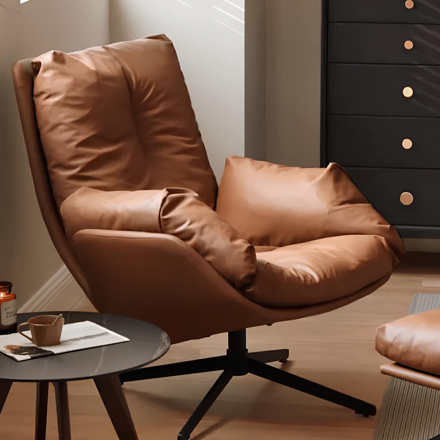 Genner Luxe Silicone Leather Swivel Leisure Chair Sofa - Oak Furniture Store