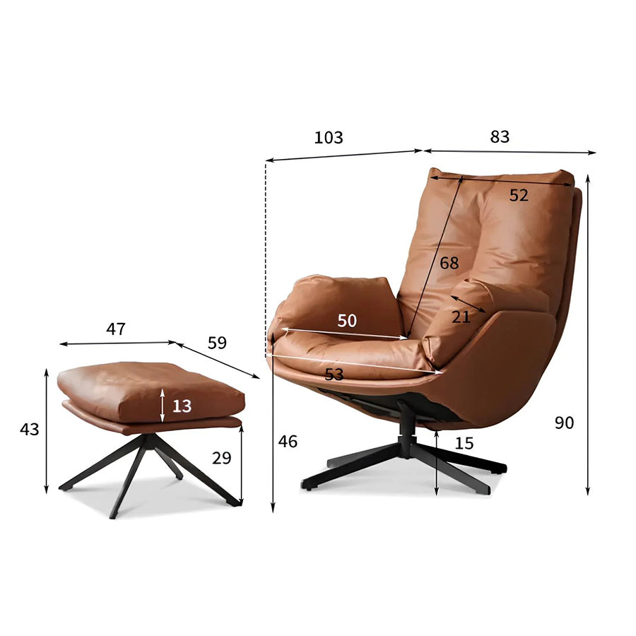 Genner Luxe Silicone Leather Swivel Leisure Chair Sofa