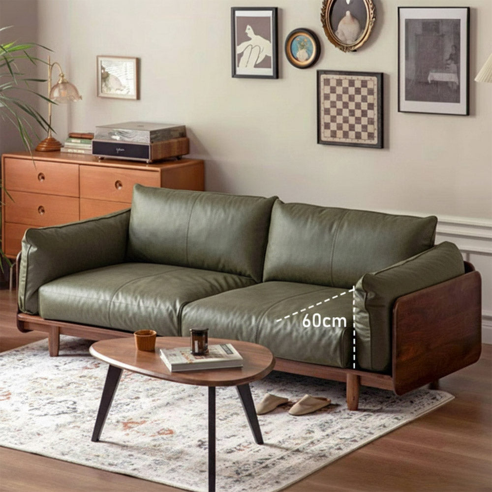 Hamburg Black Walnut Genuine Leather Sofa