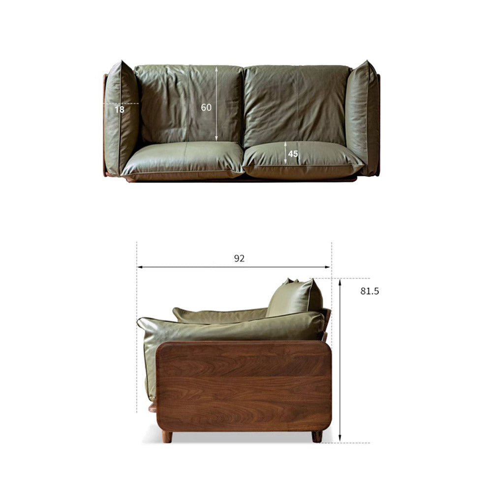 Hamburg Black Walnut Genuine Leather Sofa
