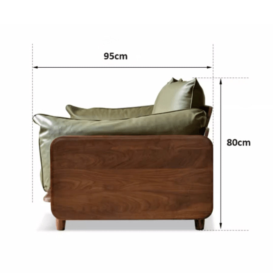 Hamburg Black Walnut Genuine Leather Sofa