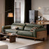 Hamburg Black Walnut Genuine Leather Sofa with Adjustable Headrest