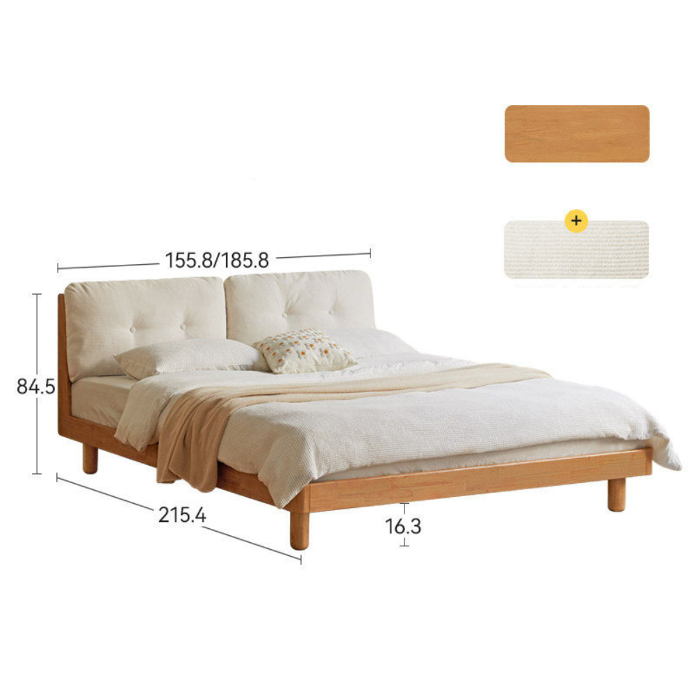 Hamburg Natural Solid Rubber Wood Bed Frame
