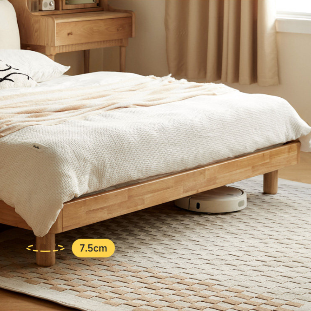 Hamburg Natural Solid Rubber Wood Bed Frame
