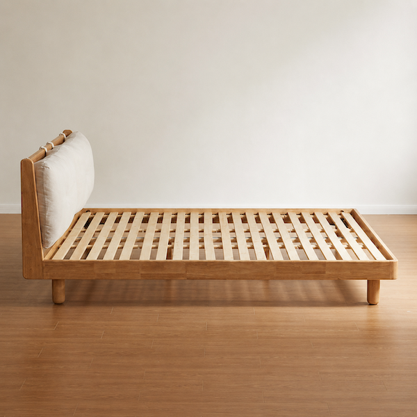 Hamburg Natural Solid Rubber Wood Bed Frame