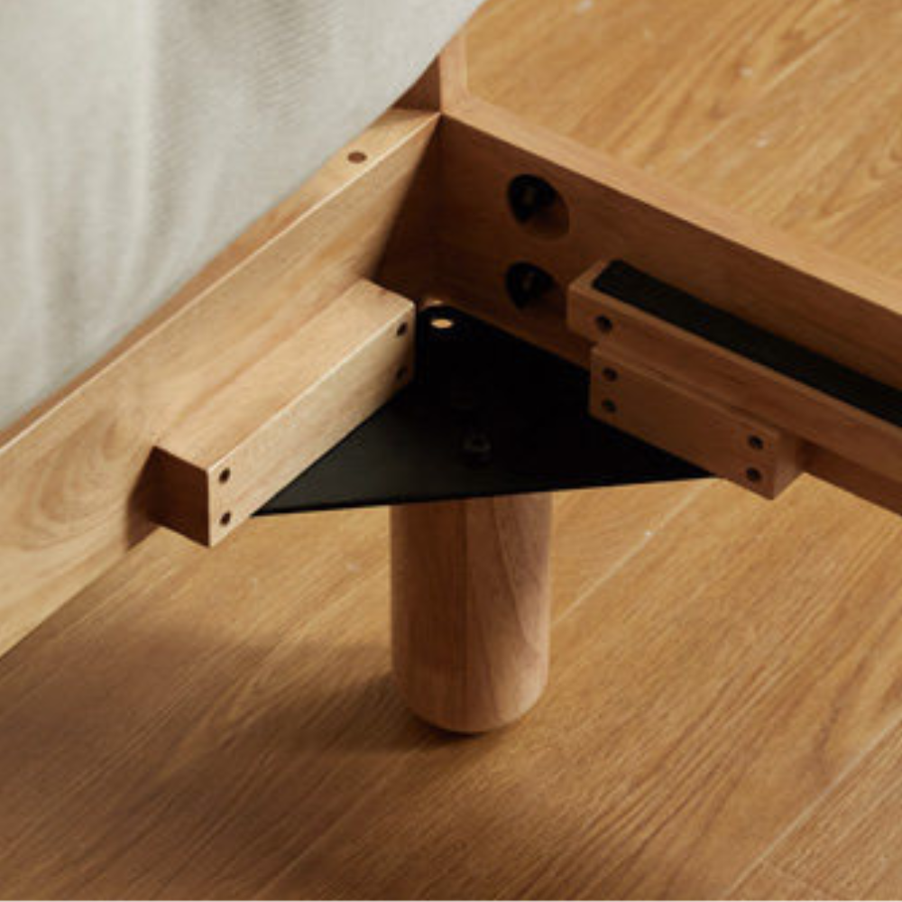 Hamburg Natural Solid Rubber Wood Bed Frame
