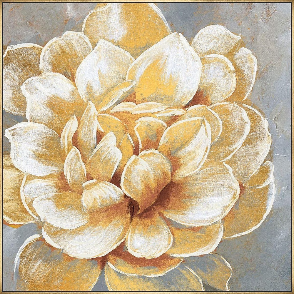 Hand Painted Gold Flower Painting - Gold Frame RAC7028