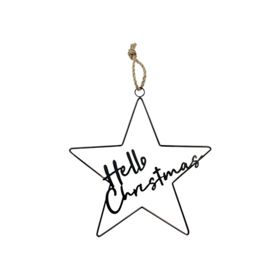 Hanging Metal Star w/ Hello Christmas FXH472