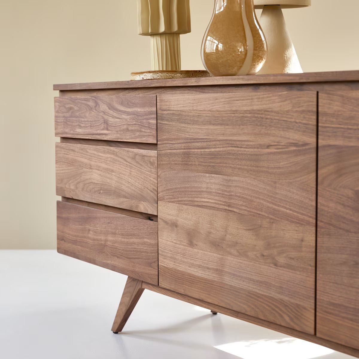 Hessen Natural Solid Walnut Large Sideboard - Oak Furniture Store
