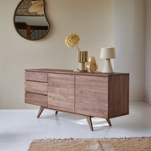 Hessen Natural Solid Walnut Large Sideboard - Oak Furniture Store