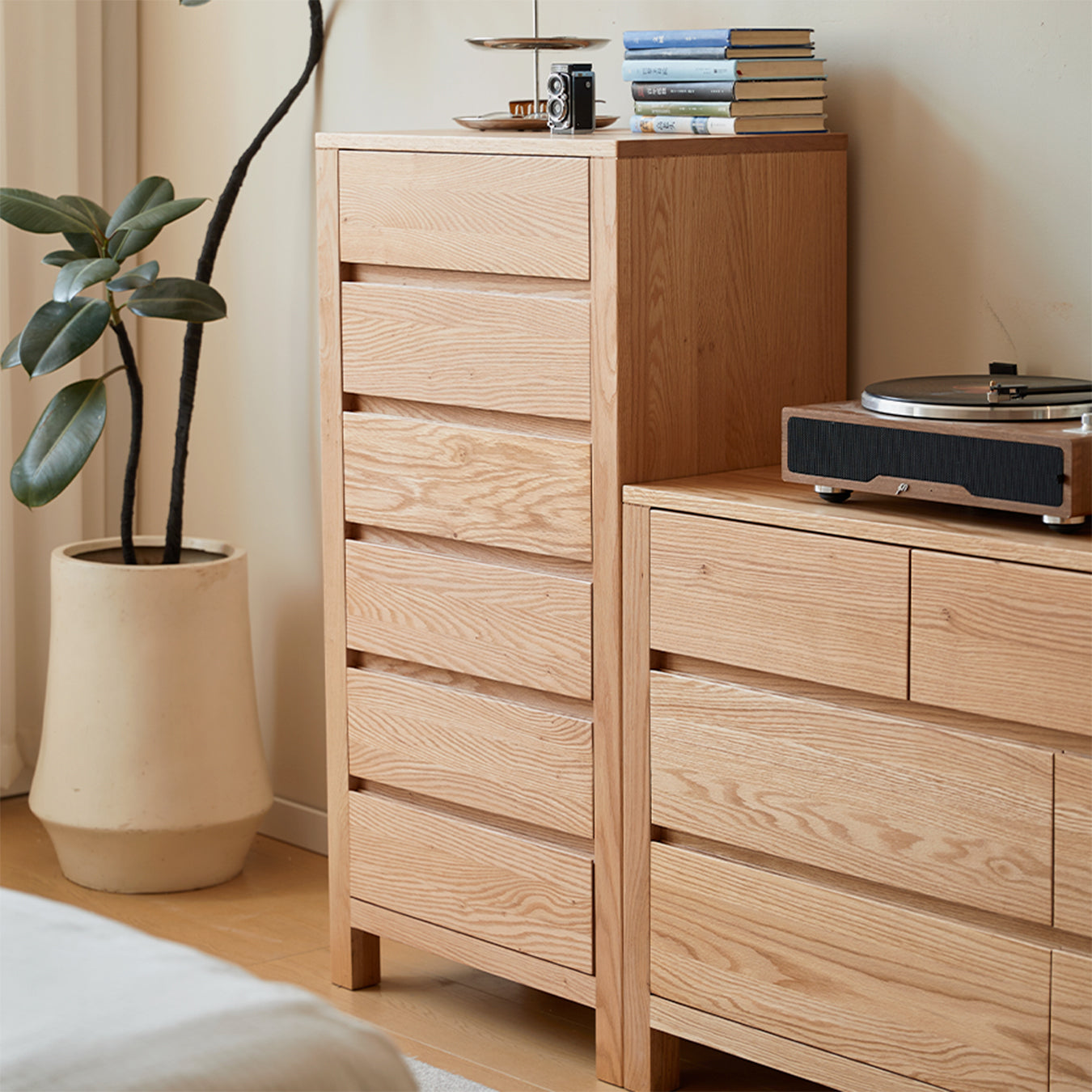 Humbie Natural Solid Oak 6 Drawers Tall Boy