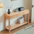 Humbie natural solid oak console table with drawers and lower shelf styled as a hallway table in a Kiwi home