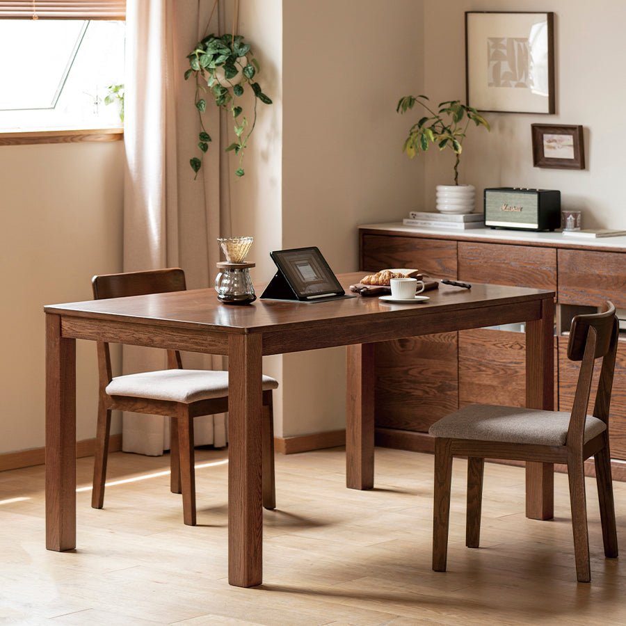 Humbie Natural Solid Oak in Walnut Colour Dining Table | Oak Furniture Store
