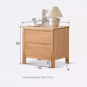 Humbie Natural Solid Oak Large Bedside Table - Oak Furniture Store