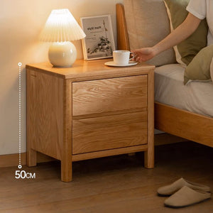 Humbie Natural Solid Oak Large Bedside Table - Oak Furniture Store