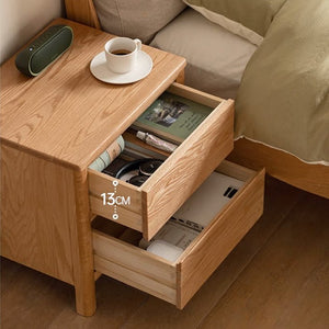 Humbie Natural Solid Oak Large Bedside Table - Oak Furniture Store