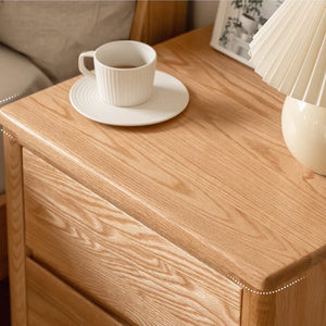 Humbie Natural Solid Oak Large Bedside Table - Oak Furniture Store