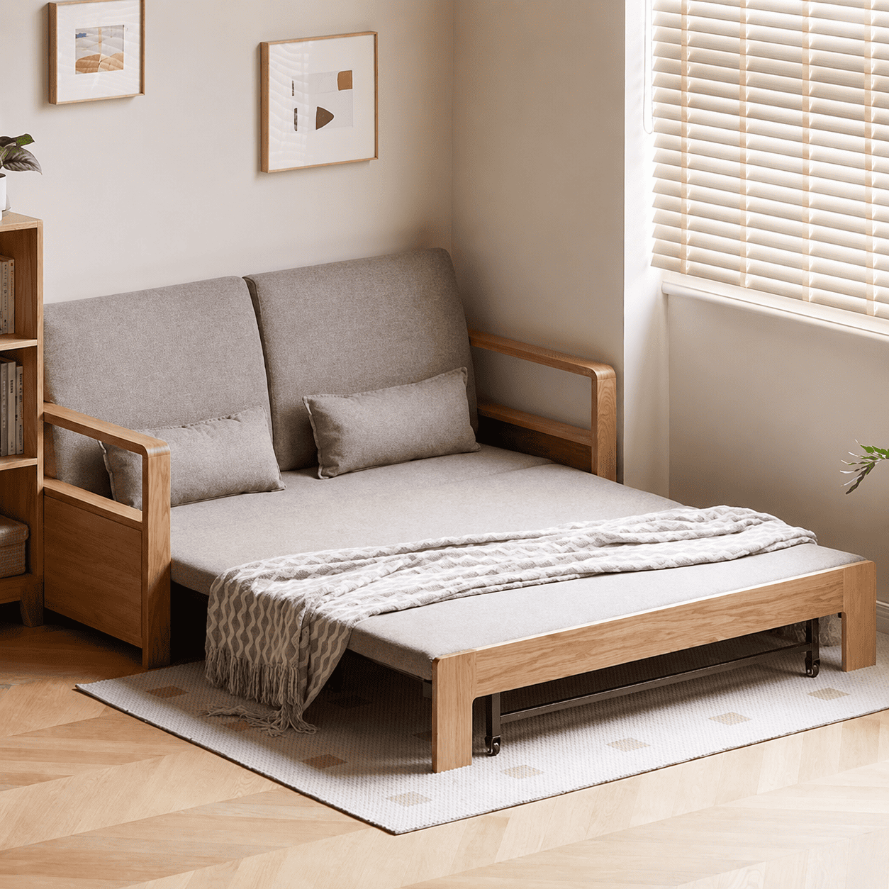 Humbie Natural Solid Oak Sofa Bed