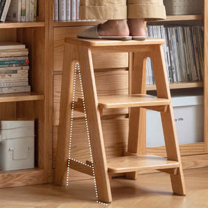 Humbie Natural Solid Oak Stool Ladder - Oak Furniture Store