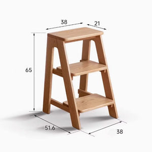 Humbie Natural Solid Oak Stool Ladder - Oak Furniture Store