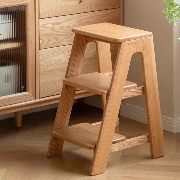 Humbie Natural Solid Oak Stool Ladder - Oak Furniture Store