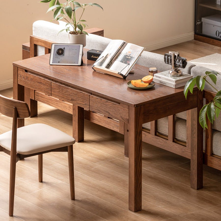 Humbie Solid Oak Study Desk in Walnut Colour | Oak Furniture Store