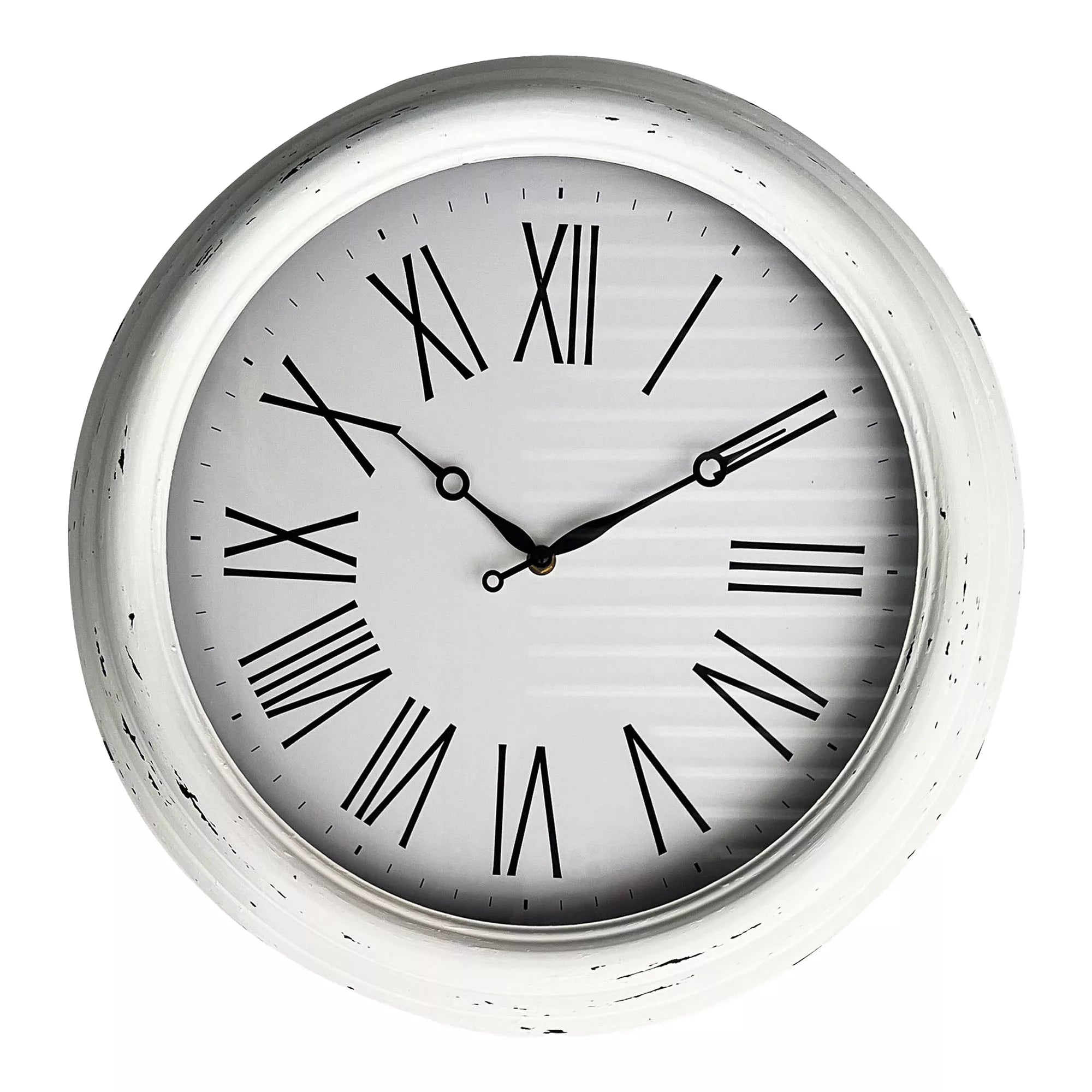 Huxley Clock Antique White Distressed Frame KCL311139 | Oak Furniture Store