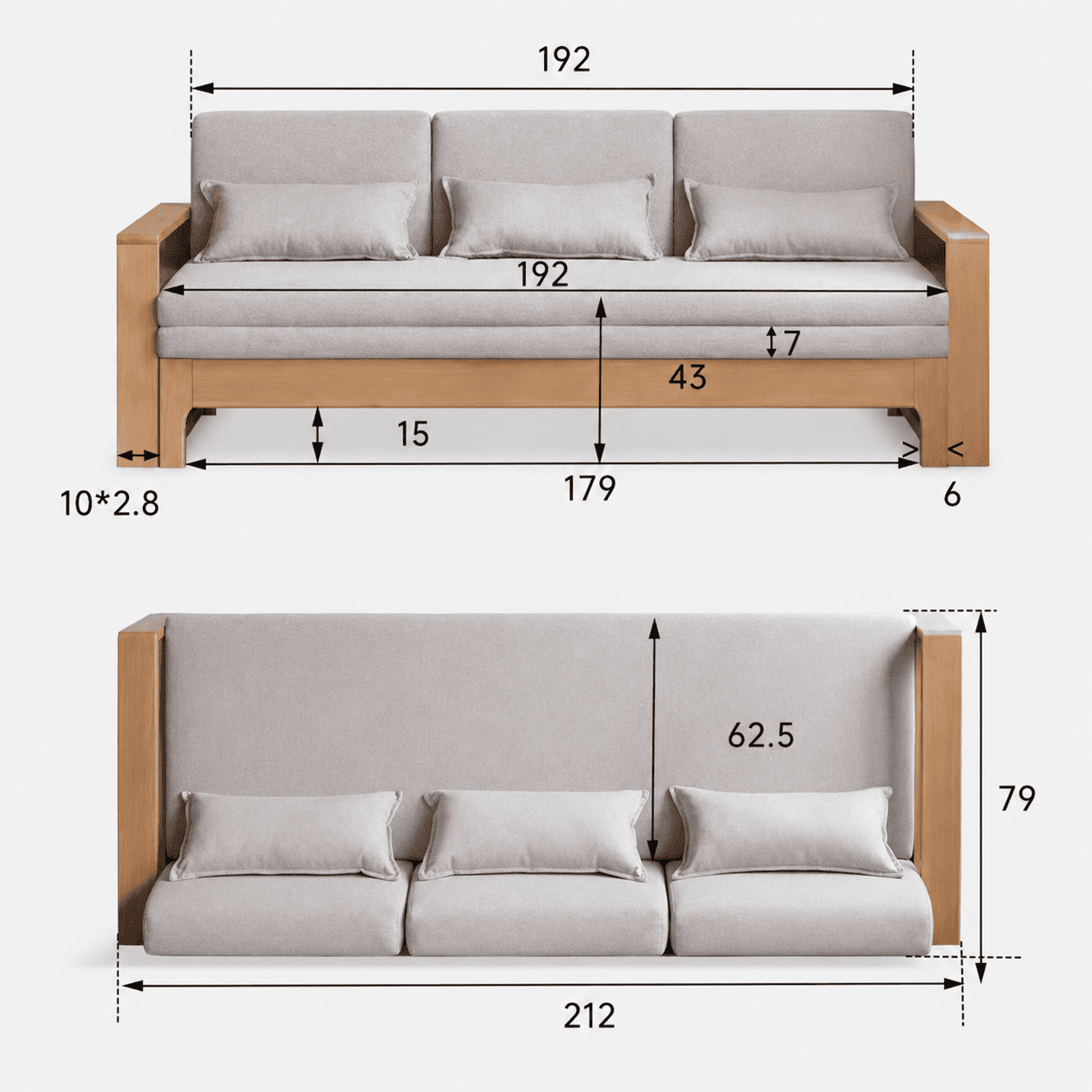 Hyogo Natural Solid Oak Sofa Bed