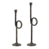 Iron candle holder set of 2 with loop detail and antique black gold finish