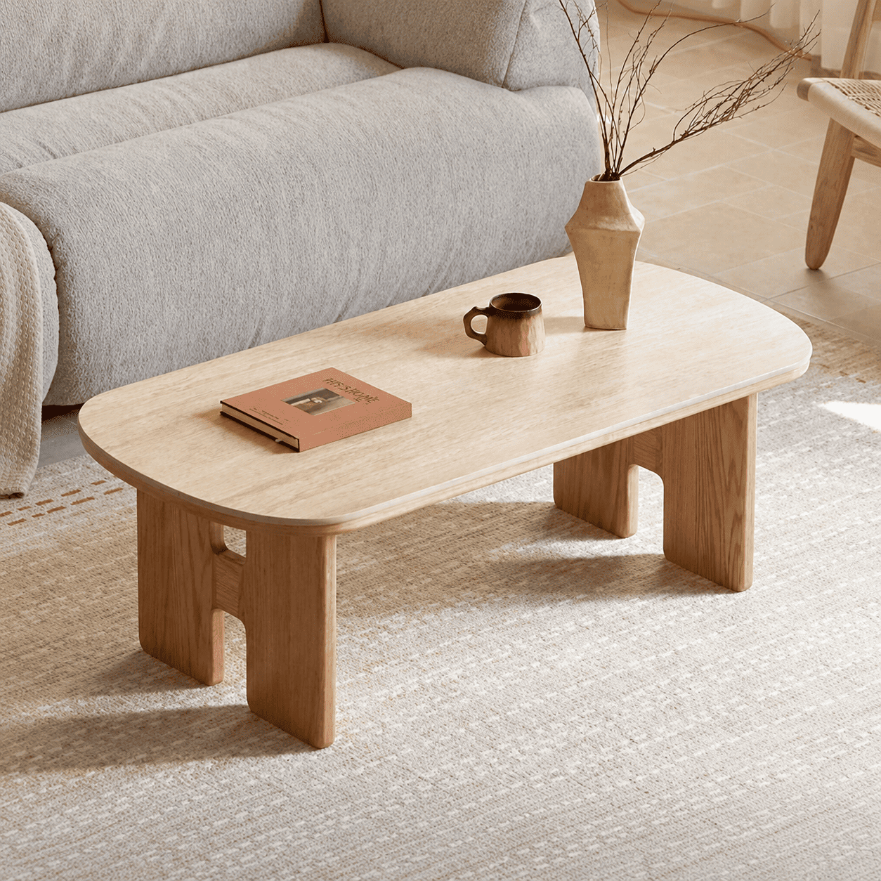 Irving Natural Solid Oak Coffee Table with Ceramic Top