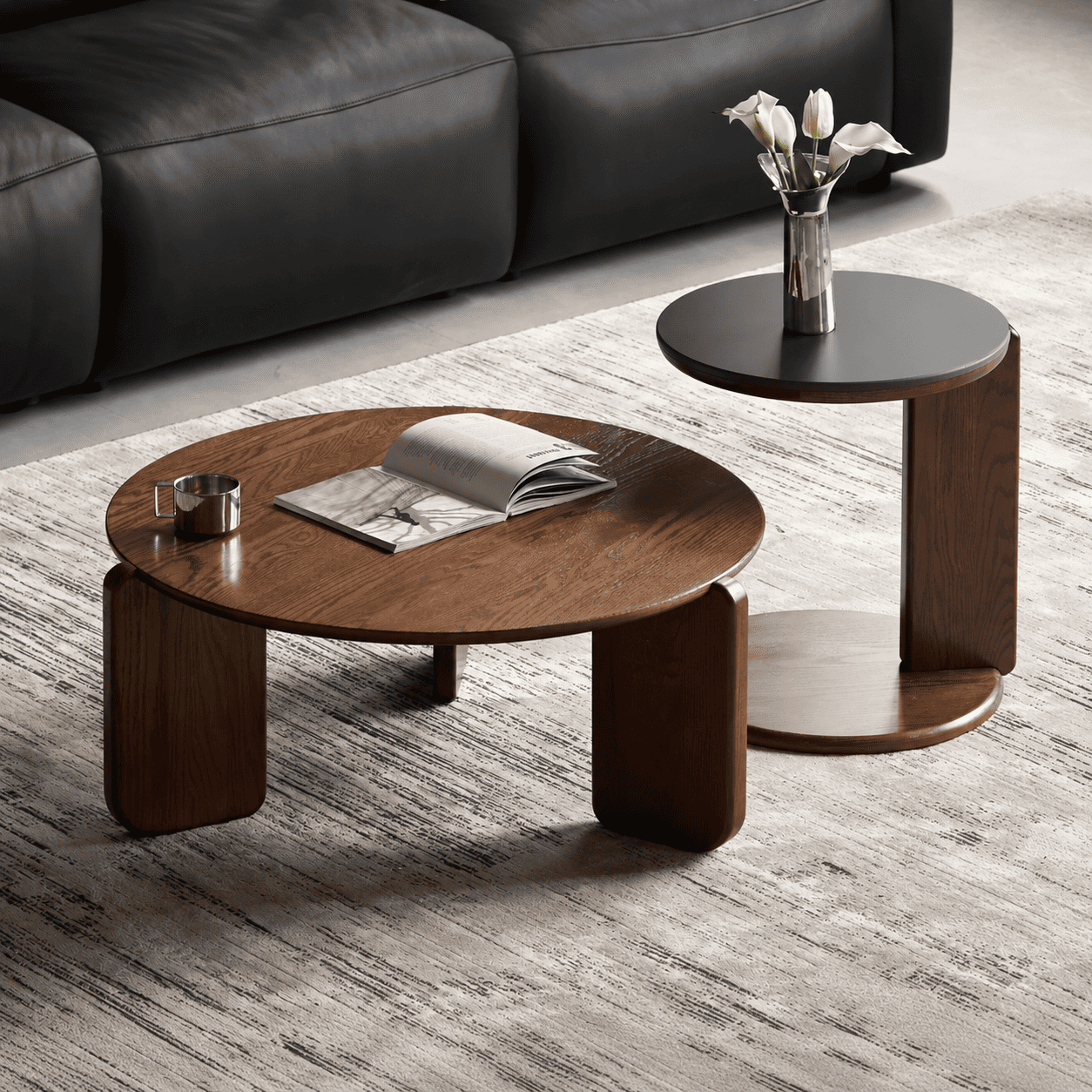 Jelling Solid Oak Coffee Table Set in Walnut Colour