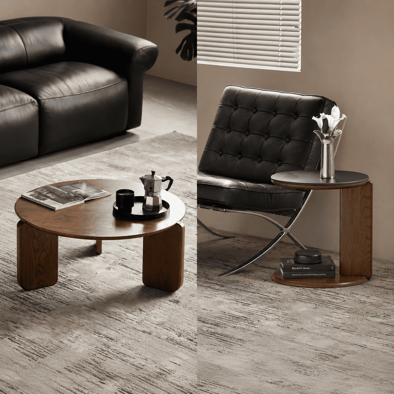 Jelling Solid Oak Coffee Table Set in Walnut Colour