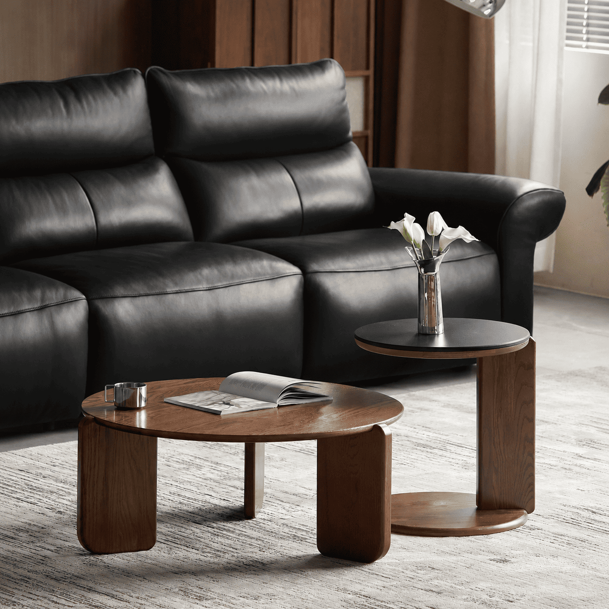 Jelling Solid Oak Coffee Table Set in Walnut Colour