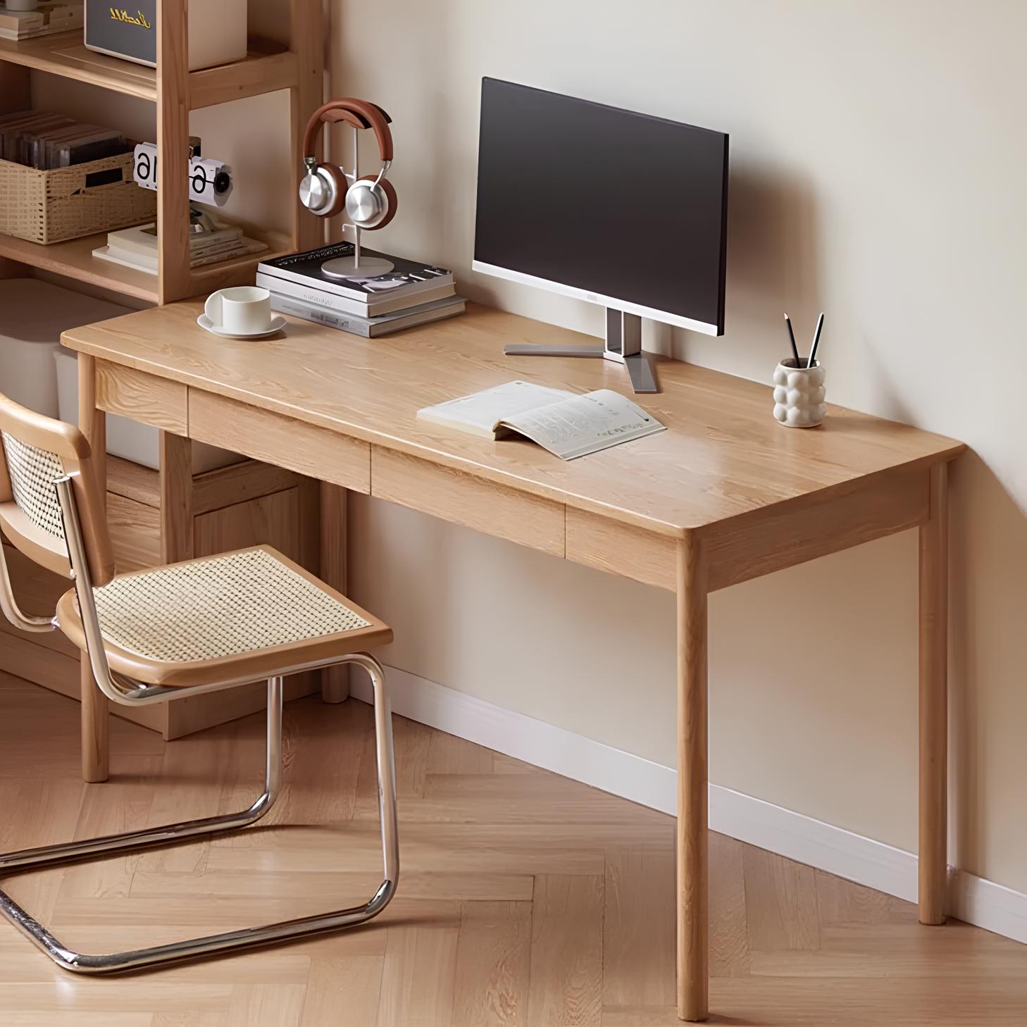 Jena Natural Solid Oak Writing Desk | Oak Furniture Store