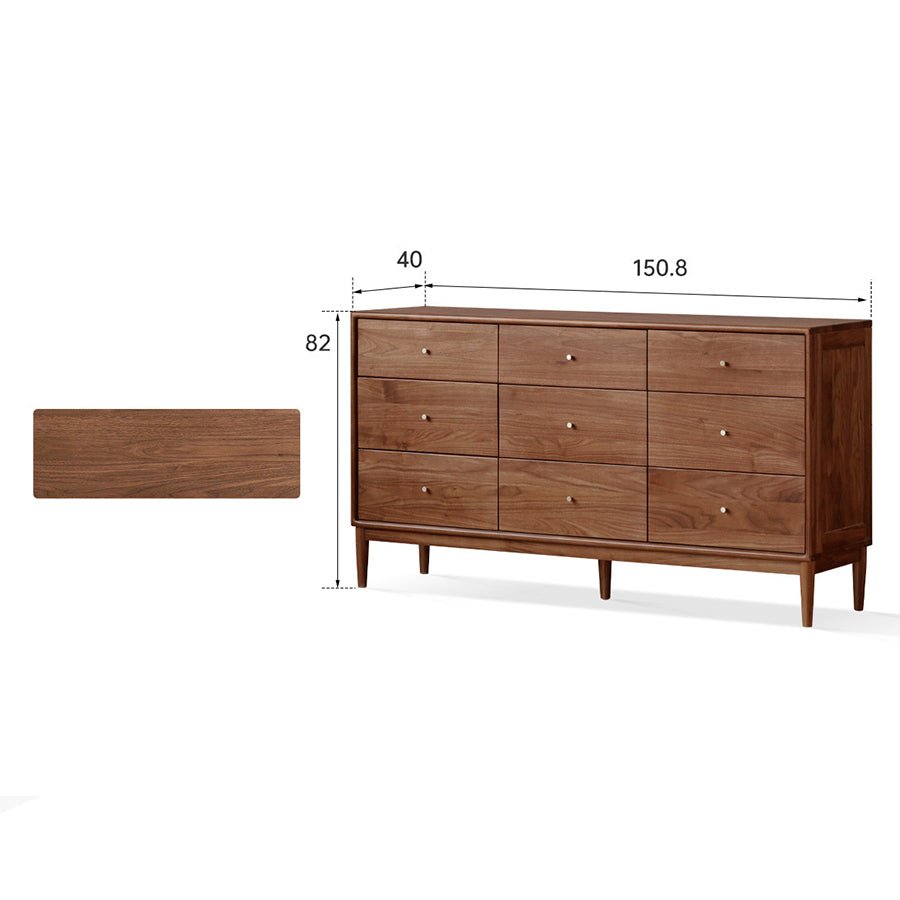Kearny Solid Walnut Chest of 9 Drawers | Oak Furniture Store