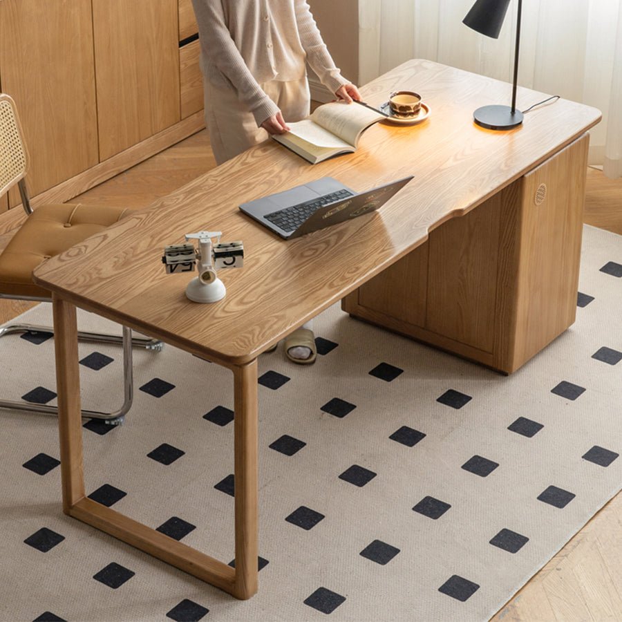 Kemberg Natural Solid Ash Writing Desk with Drawers | Oak Furniture Store