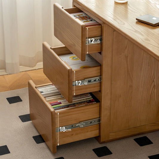 Kemberg Natural Solid Ash Writing Desk with Drawers – Oak Furniture ...