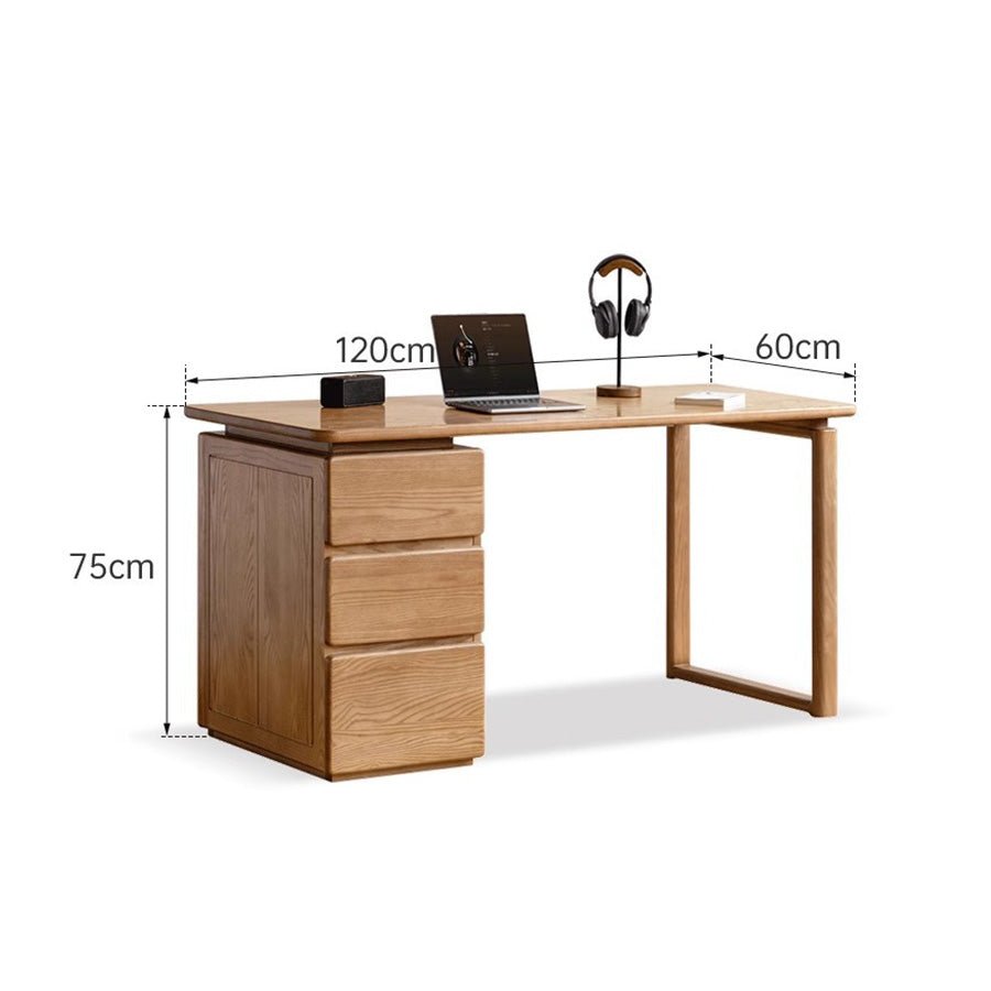 Kemberg Natural Solid Ash Writing Desk with Drawers | Oak Furniture Store