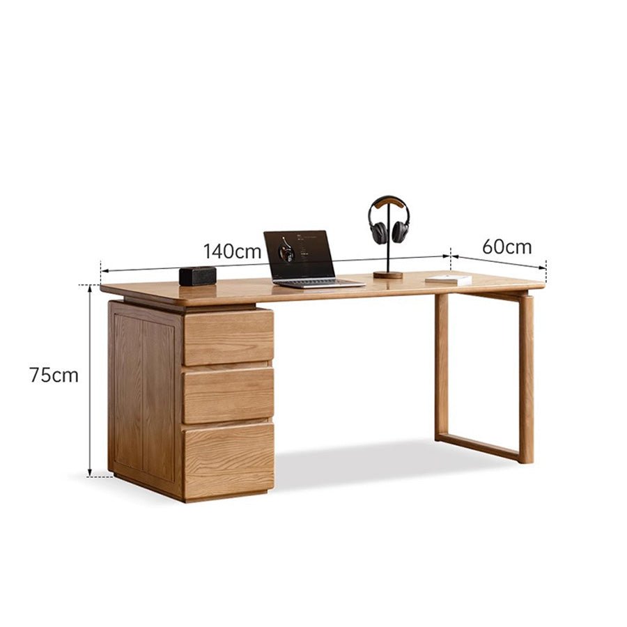 Kemberg Natural Solid Ash Writing Desk with Drawers | Oak Furniture Store