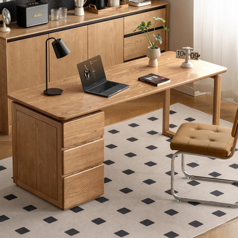 Kemberg Natural Solid Ash Writing Desk with Drawers | Oak Furniture Store