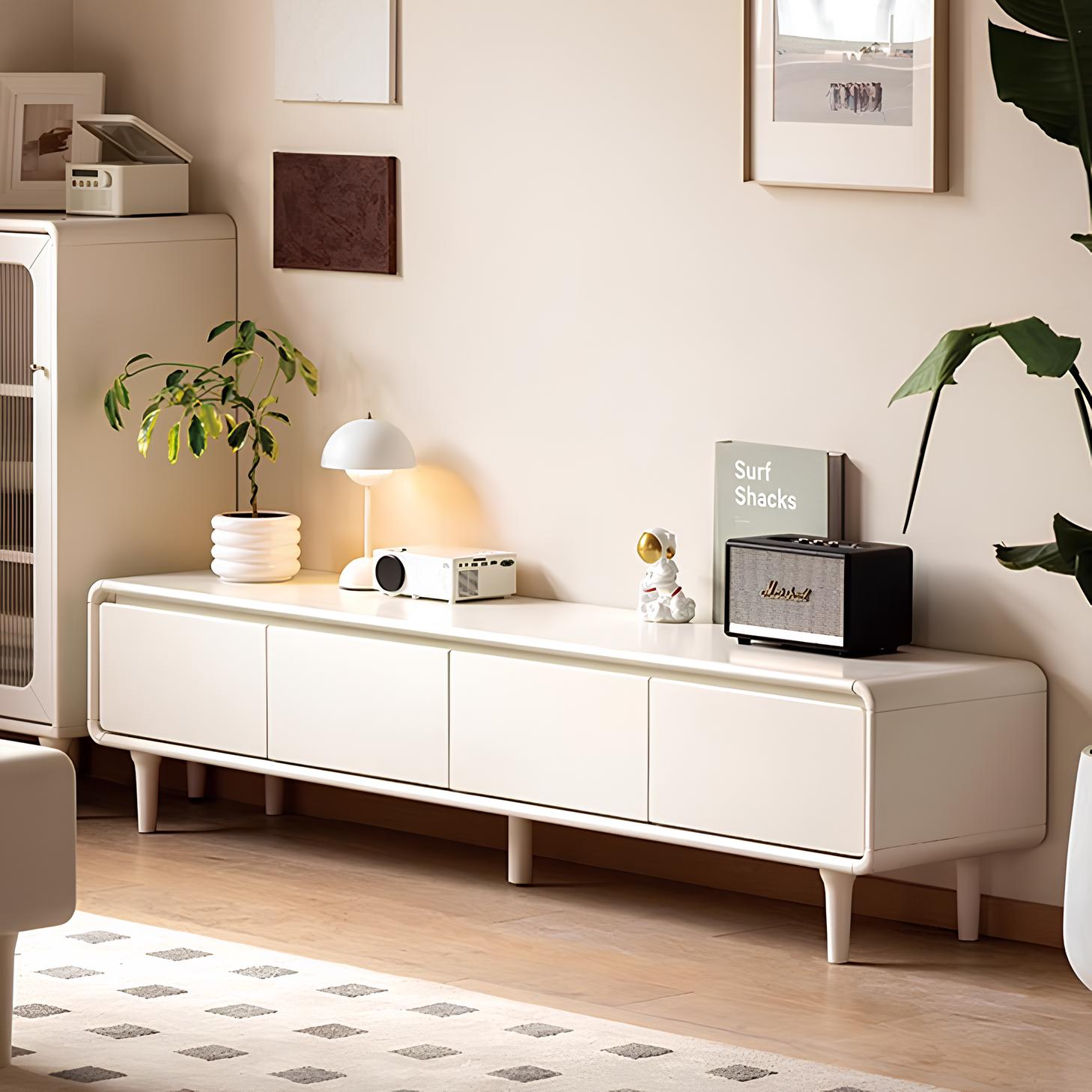 Kemi Cream Natural Solid Rubber Wood Entertainment Unit | Oak Furniture Store