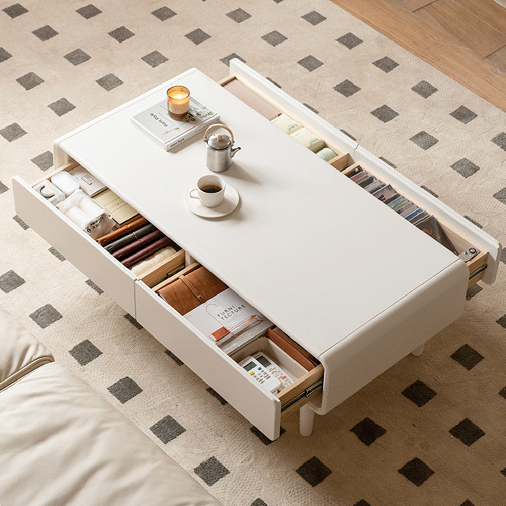 Kemi Cream Solid Rubber Wood Painted Coffee Table