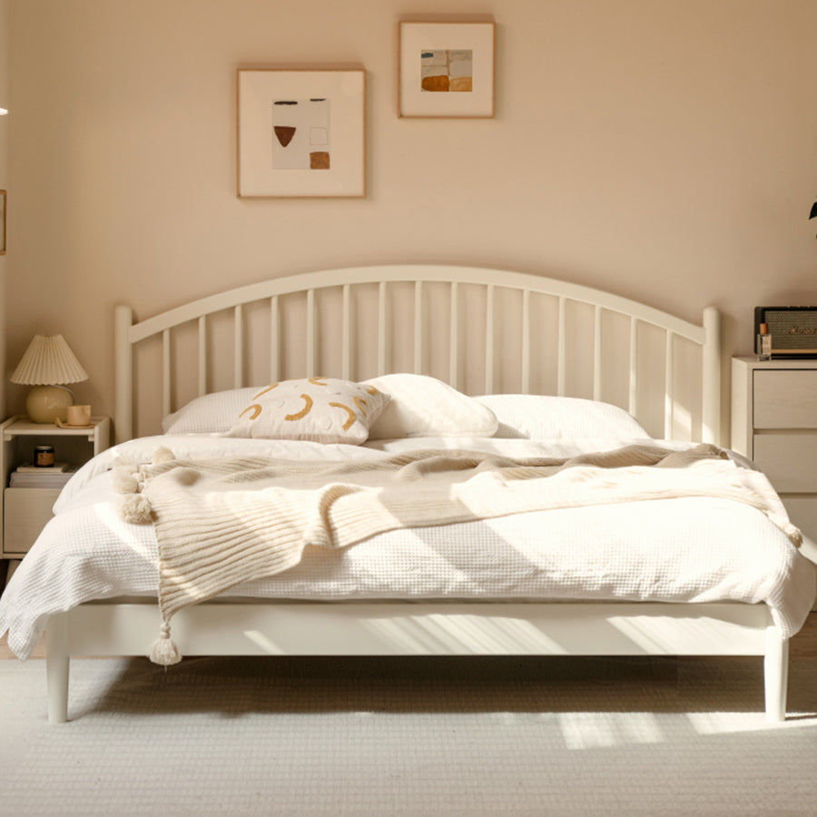 Kemi Cream Tulip Poplar Painted Harp Bed Frame