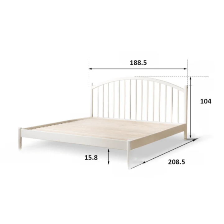 Kemi Cream Tulip Poplar Painted Harp Bed Frame