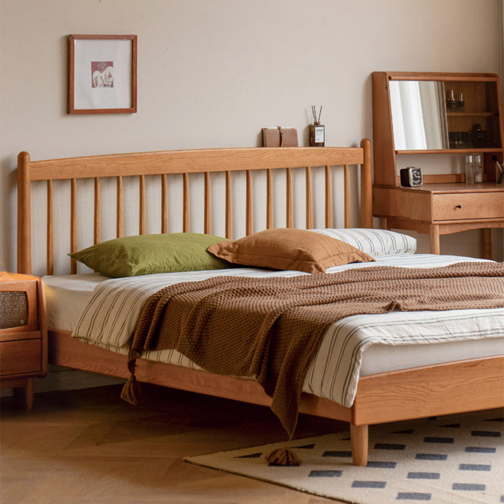 Kemi Natural Solid Cherry Harp Bed Frame